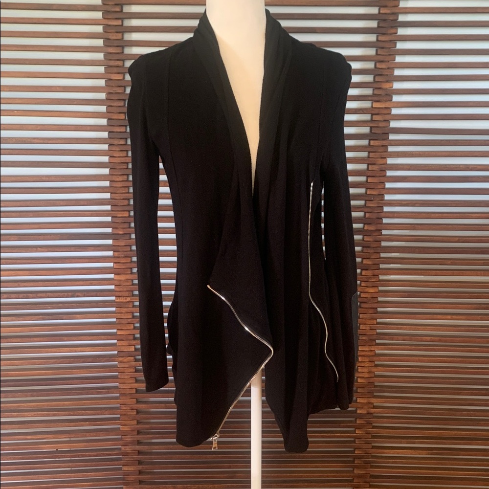 Red 23 Black Draped Cardigan with Zipper Detail